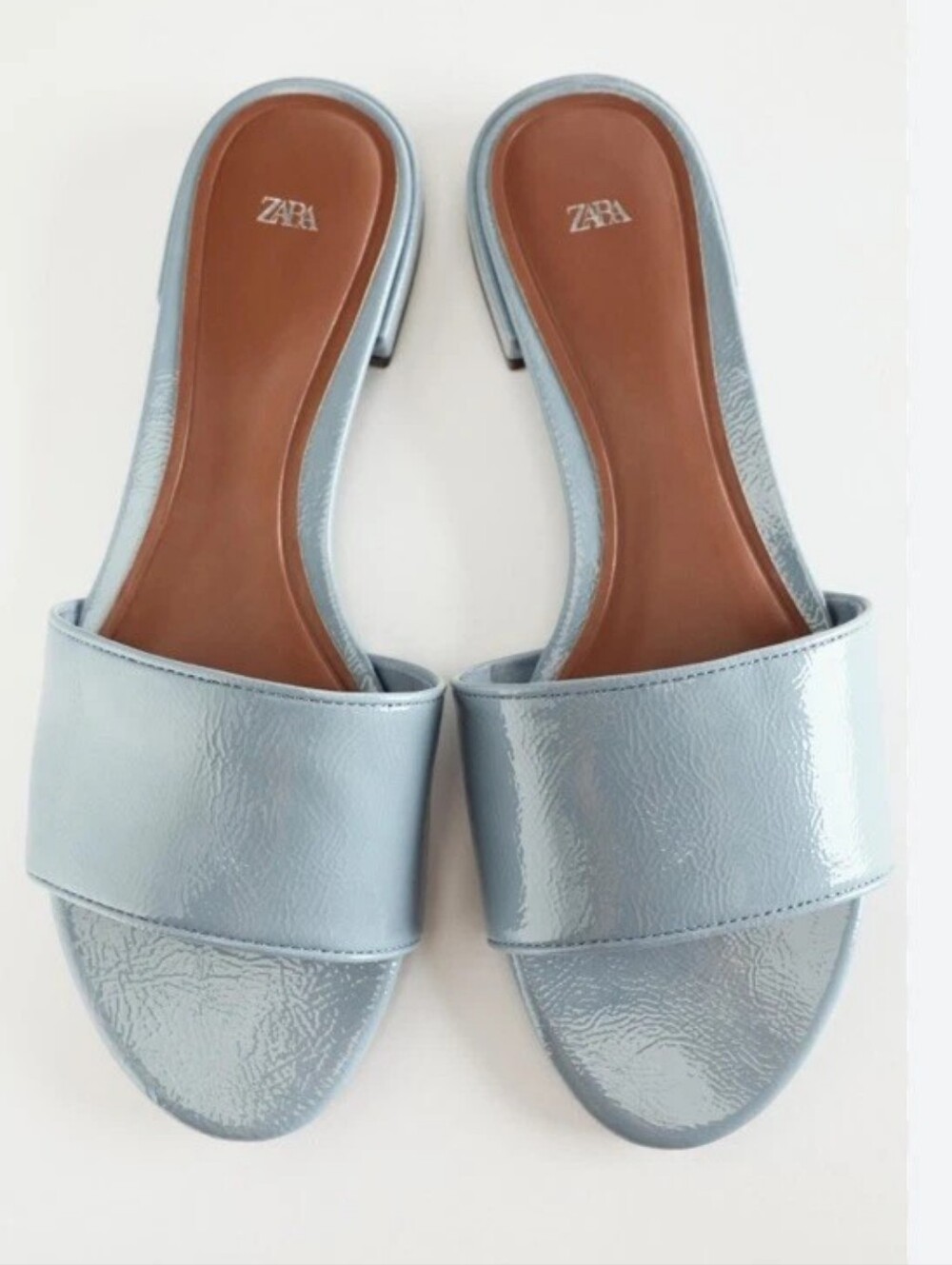 ZARA PATENT LEATHER BLUE SANDALS Sz 38 - Picture 5 of 12
